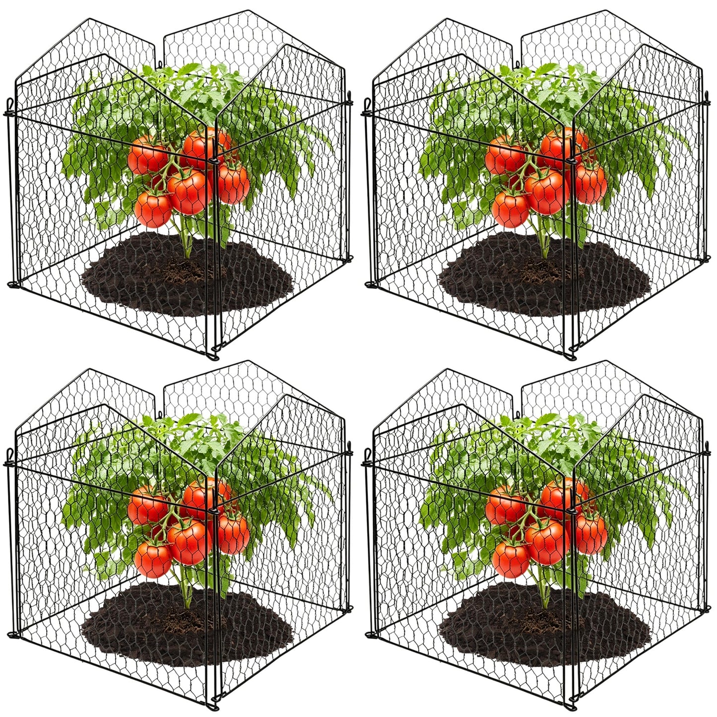 DECOHS 4 Packs Chicken Wire Cloche Plant Protectors from Animals Garden Plant Cage Protector - Wire Plant Protectors to Keep Animals Out