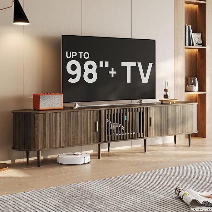 94.5" Fluted Mid Century Modern TV Stand