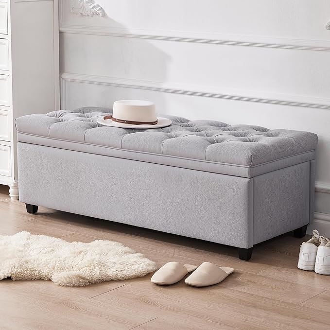 Mangodan 50" Storage Ottoman Bench, Tufted Ottoman