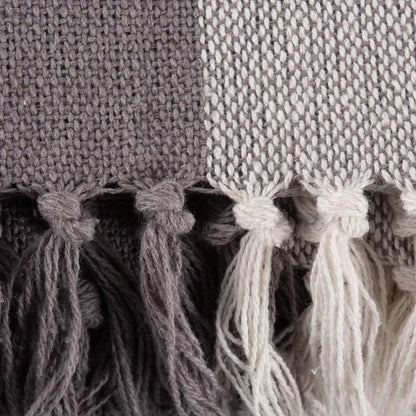 DII Buffalo Check Collection Rustic Farmhouse Throw Blanket with Tassles, 50x60, Gray/White