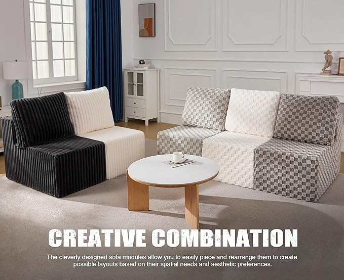 Single Sofa 1 Seat Couch with Deep Seat Memory Foam Cloud Chair with Pillows