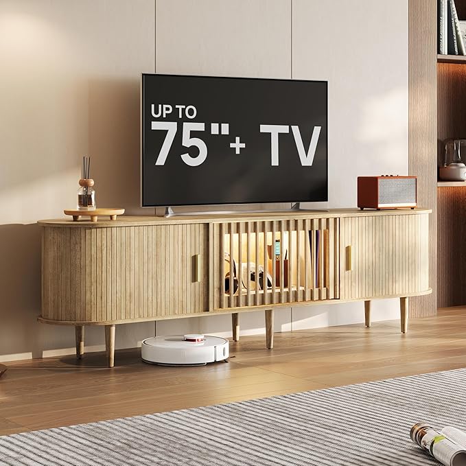 70" Fluted Mid Century Modern TV Stand