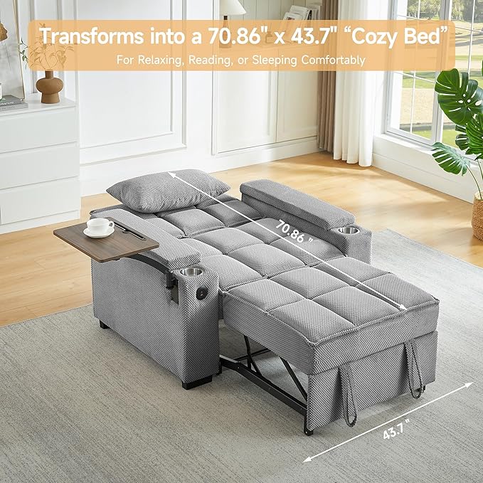 Auvsoce 3-in-1 Folding Convertible Sofa Bed Set of 2, Sleep Couch
