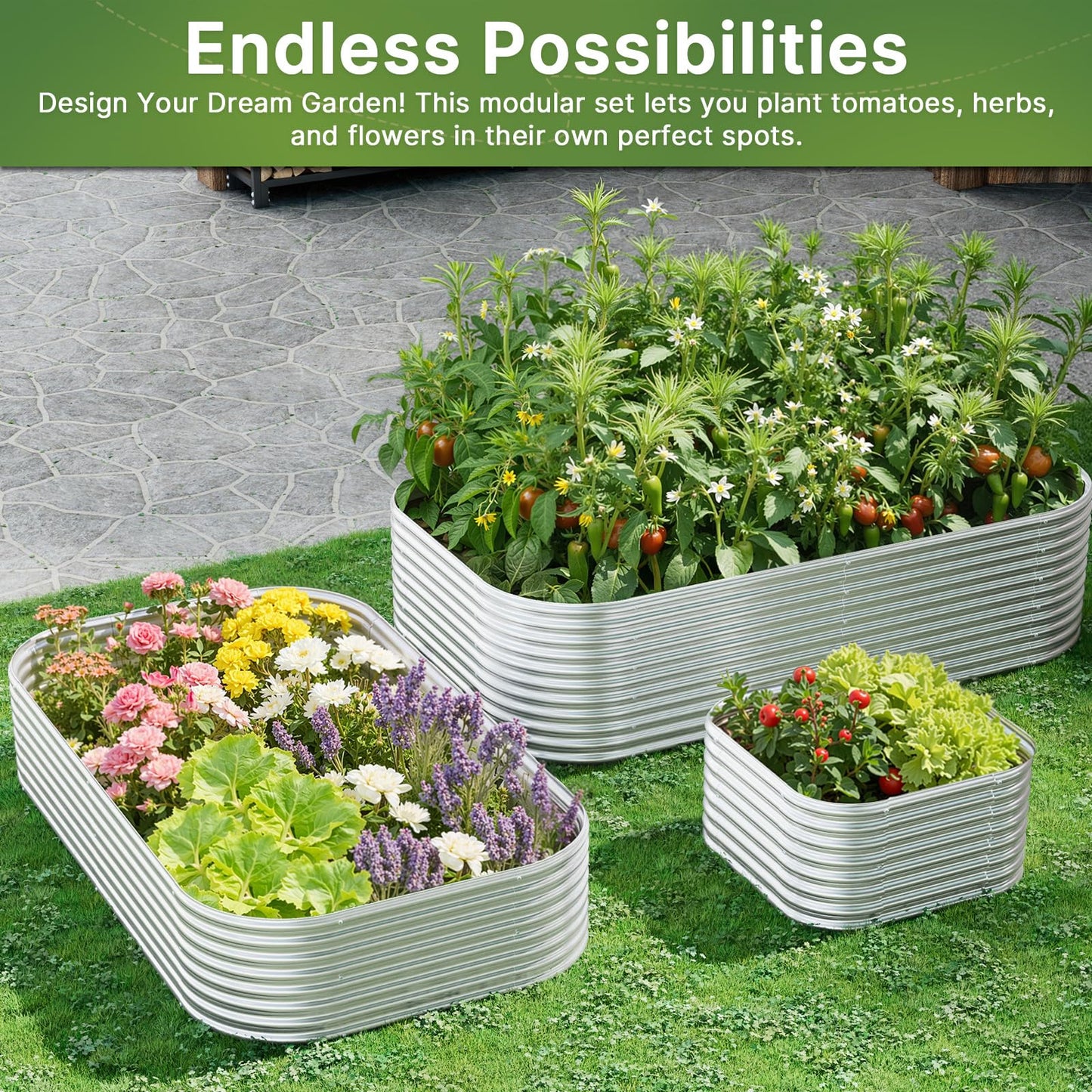 Mostmahes 2 Pack Tall 8ft Galvanized Raised Garden Bed Outdoor, Metal Garden Bed for Vegetables, Above Ground Garden Box for Flower, Steel Raised Beds for Gardening - 8x3ft