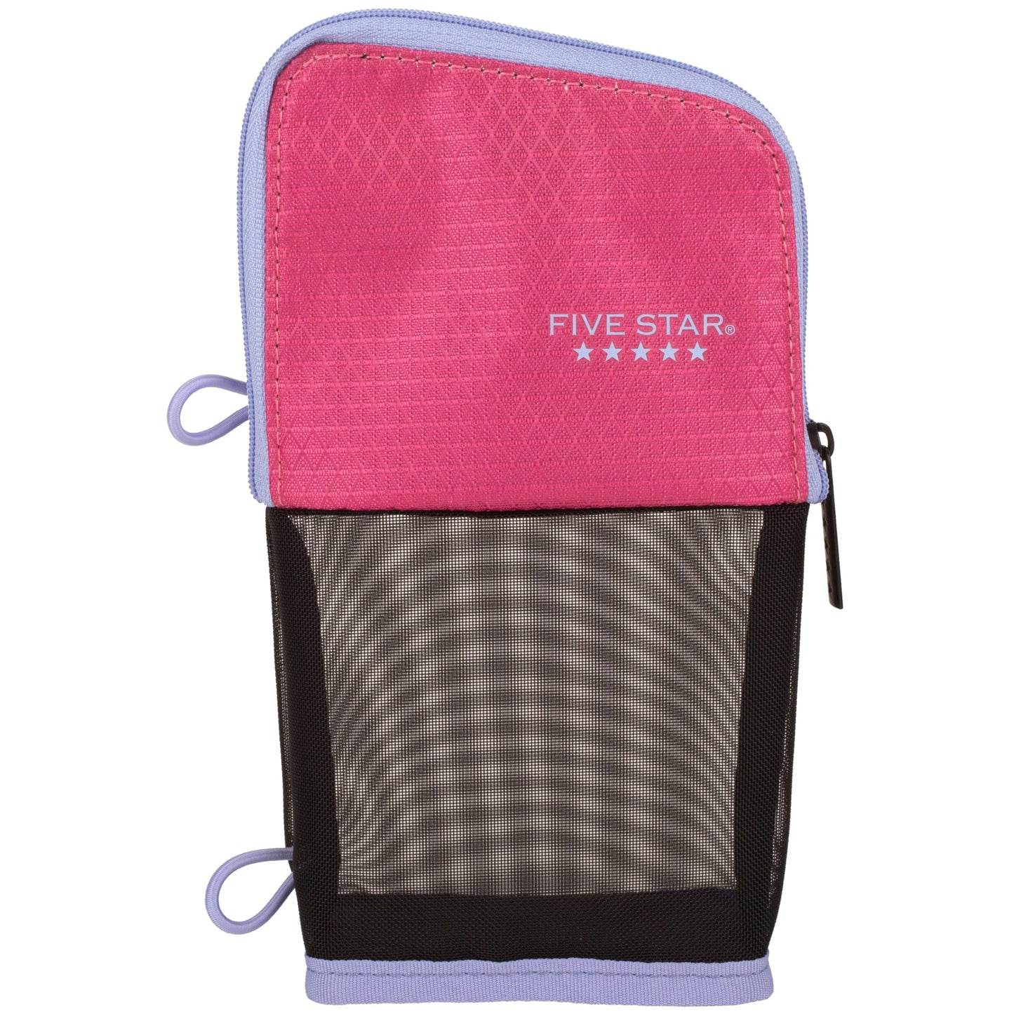 Five Star Pencil Pouch, Pen Case, Stand 'N Store Zipper Pouch, Fits 3-Ring Binder, Storage Organizer for School Supplies Earbuds Chargers Cables Makeup, Pink/Berry (500210F-ECM)