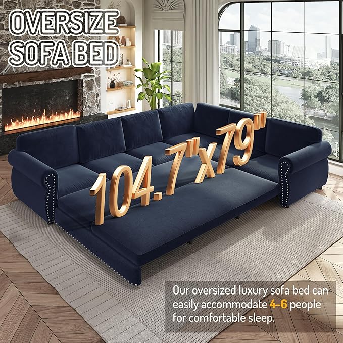 118" L-Shaped Sleeper Couch Bed