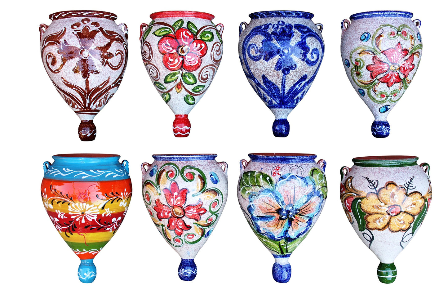Cactus Canyon Ceramics Hand-Painted Spanish Orza Wall Flower Pot, Spanish Rose