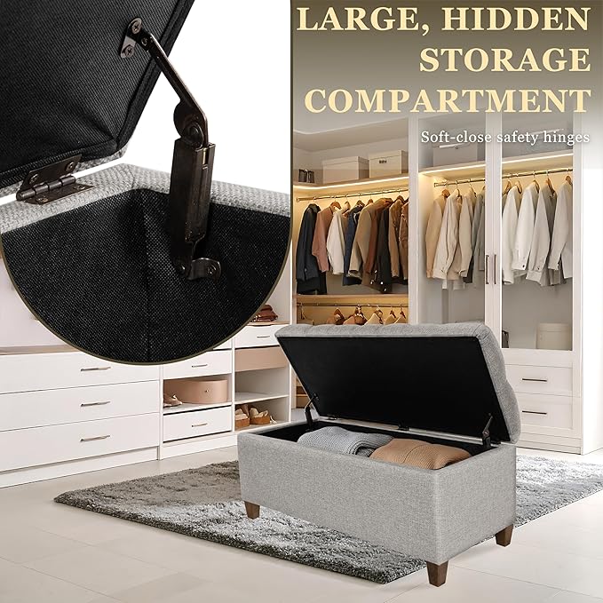 Homepop Home Decor Tufted Ainsley Button Storage Ottoman Bench