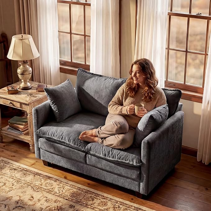 Loveseat Sofa with Cloud 3-Layer Cushion & 27" Deep Seat, Modern Love Seat
