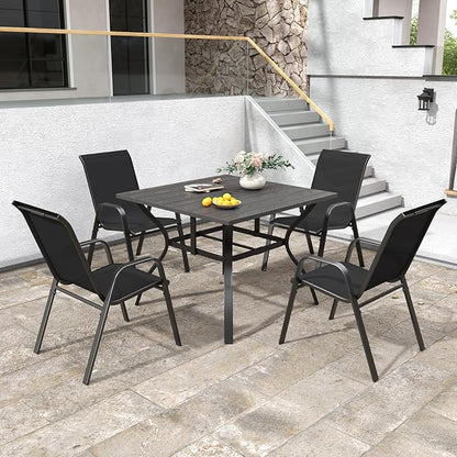 Patio Chairs Set of 4, Stackable Outdoor Dining Chairs for All Weather Textilene Fabric & Metal Frame, Outdoor Chairs Set for Backyard Deck Garden