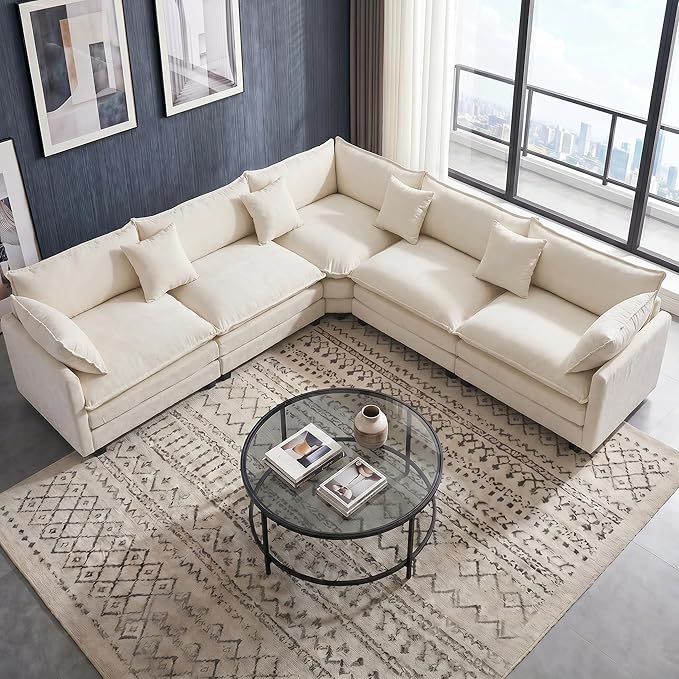 111.4" V-Shaped Corner Couch Sectional｜5 Seat Customizable Modular Cloud