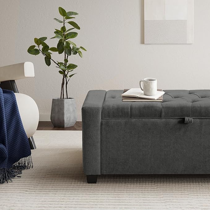 GRAINELL Storage Ottoman Bench, Upholstered Tufted Bedroom Bench