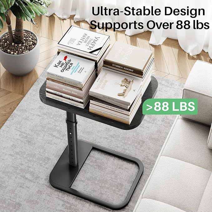 Kitstorack TV Tray Table, Adjustable Height & Rounded Metal Corners, Snack Table
