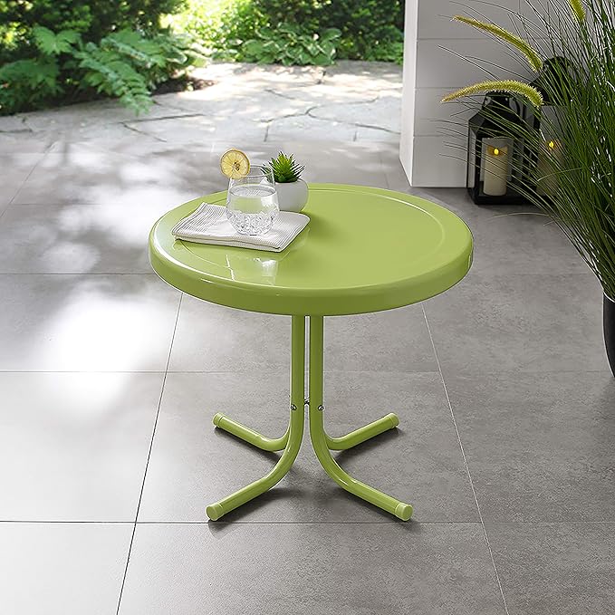 Crosley Furniture Griffith Weather Resistant Retro Metal Outdoor Side Table