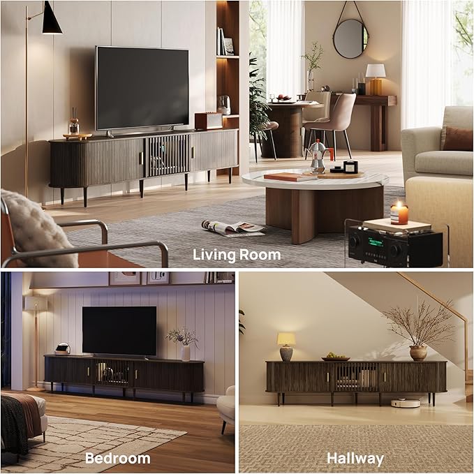 94.5" Fluted Mid Century Modern TV Stand