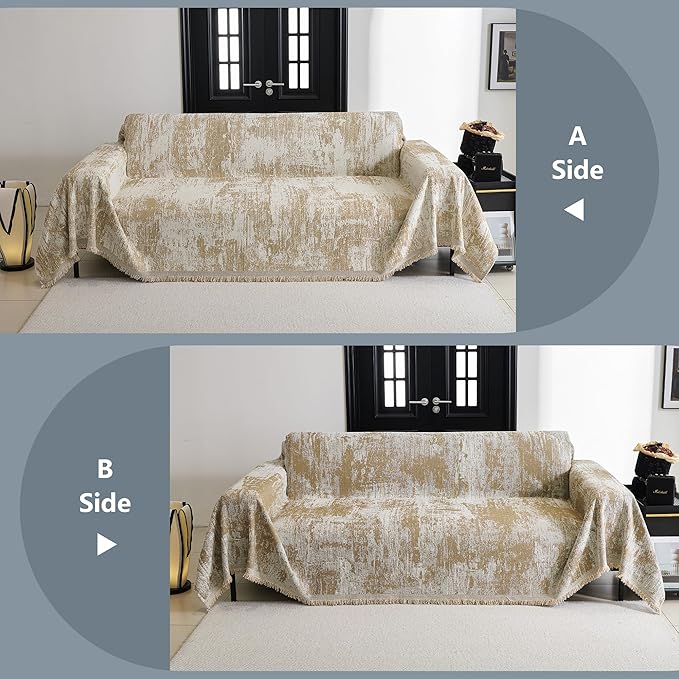 MYSKY HOME Sectional Couch Cover Khaki Geometric Abstract Sofa Covers