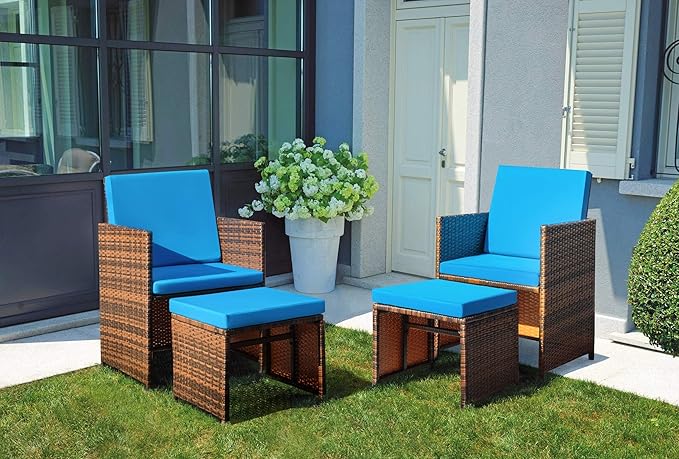 Devoko 4 Pieces Patio Wicker Furniture Set Outdoor Patio Chairs