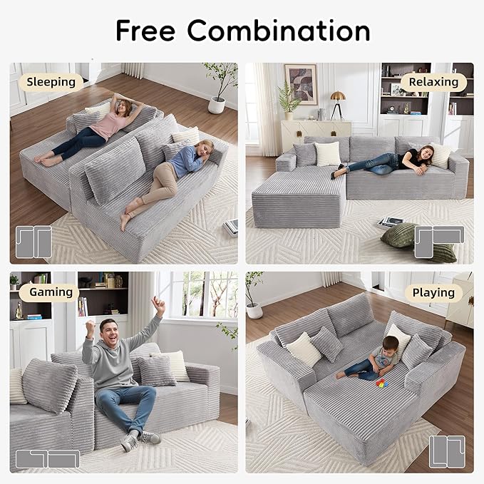 Opiesit 108" Boneless Couches for Living Room, Modular Sectional Sofa