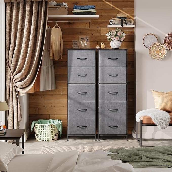 WLIVE Fabric Dresser, 5-Drawer Tall Dressers