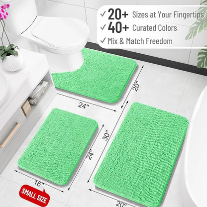 OLANLY Large Bathroom Rugs 50x30, Extra Soft Absorbent Chenille Bath Rugs, Rubber Backing Quick Dry, Machine Washable Bath Mats for Bathroom Floor, Tub and Shower, Home Decor Accessories, Mint Green