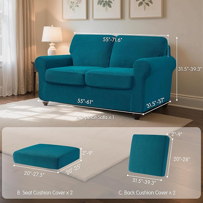 SUBRTEX 5 Pieces Stretch Sofa Slipcover Sets Couch Cover Sets Backrest Cushion