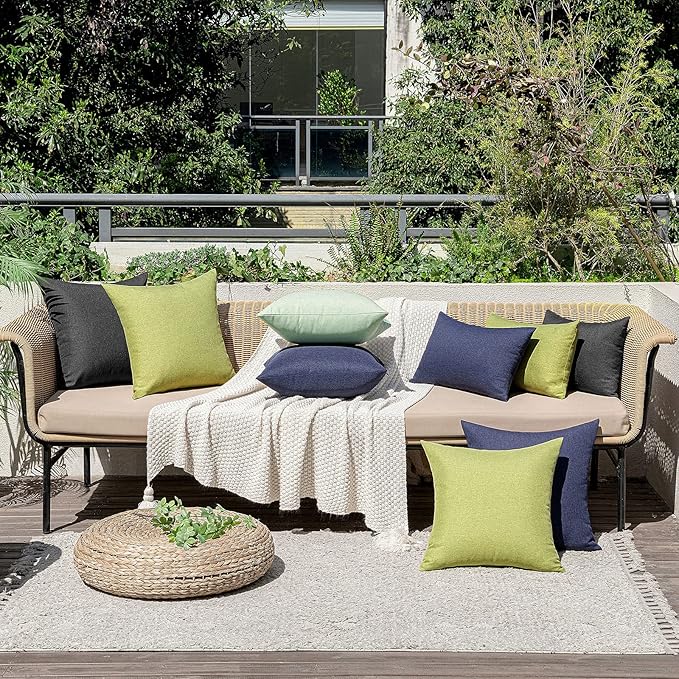 MIULEE Pack of 2 Decorative Outdoor Solid Waterproof Throw Pillow Covers Faux