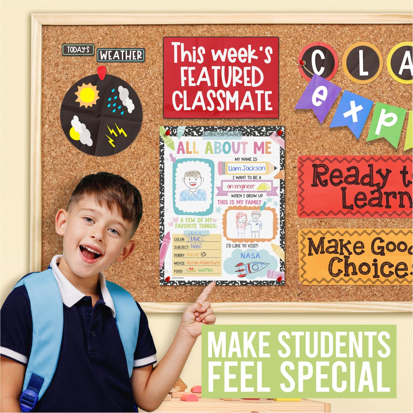 All About Me Posters for Classroom Must Haves - 20 Star Student Poster, 100 Days of School Items, Star of The Week Poster Elementary Classroom Decor, End of School Year Teacher Supplies
