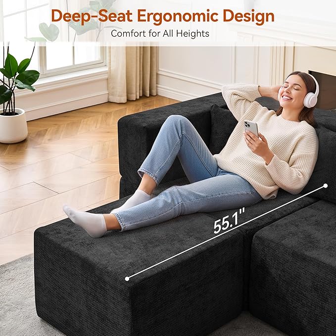 MONVANE Modular Sectional Sofa, Oversized 8 Seat Convertible U Shaped Couch