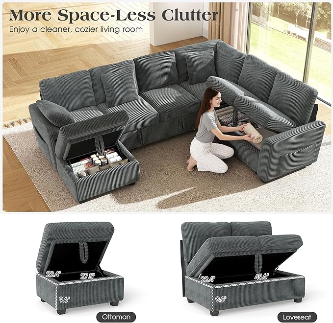 Ihanherry 7-Seater Large Sectional Sofa Bed