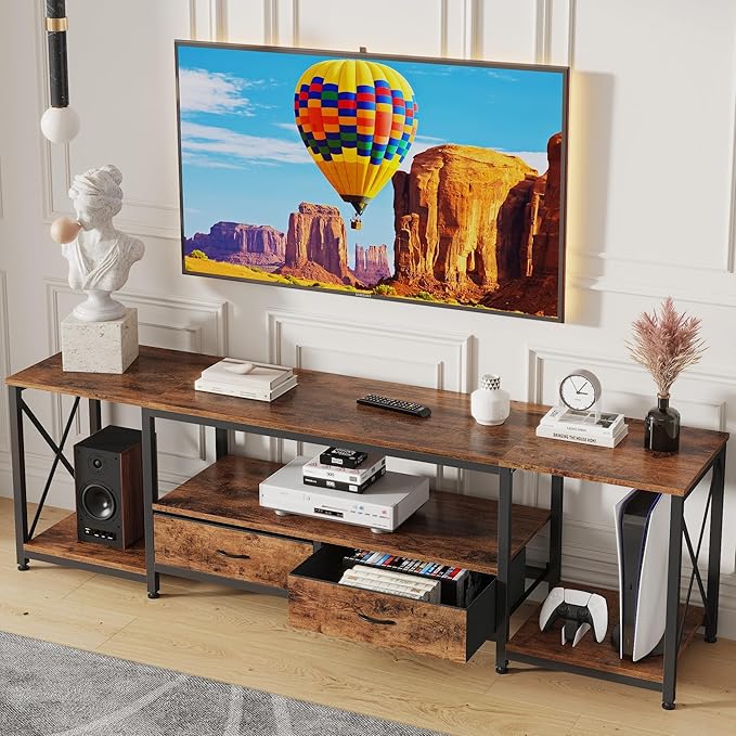 GYIIYUO TV Stand with Fabric Drawers