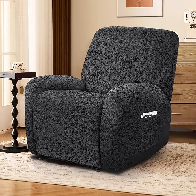 ANARACHON Leather Look Recliner Chair Covers, 4-Pieces Stretch Recliner Cover