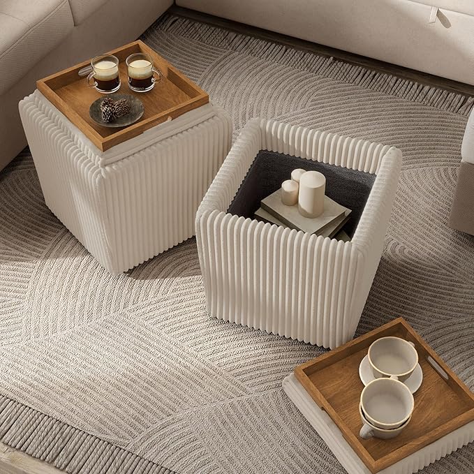 Furniture of America Lennox Modern Chenille 17-inch Square Storage Ottoman