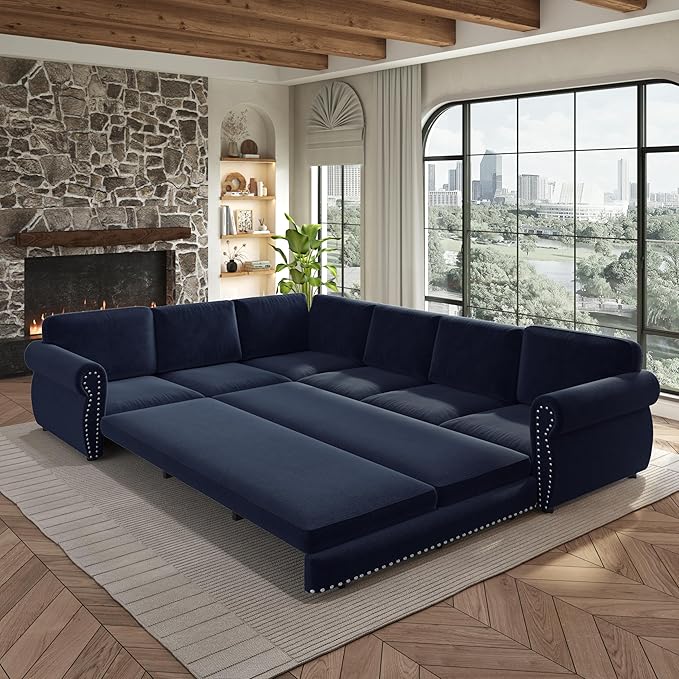 118" L-Shaped Sleeper Couch Bed