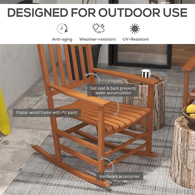 Outsunny Outdoor Rocking Chair Set of 2, Patio Rocking Chair