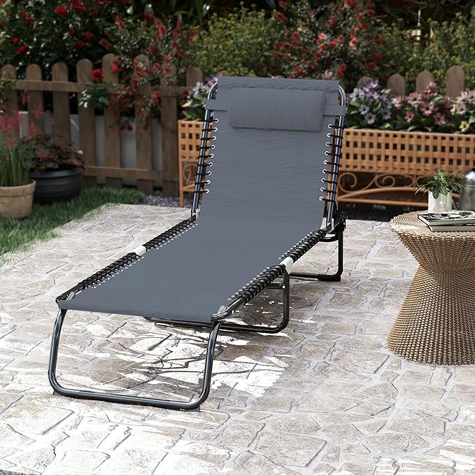 Outsunny Folding Chaise Lounge Chair, Patio Sun Tanning Chair, Outdoor Chaise