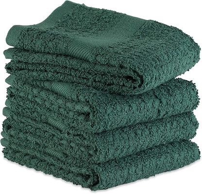 DII Basic Terry Collection Waffle Dishtowel Set, Solid Dark Green, 4 Piece