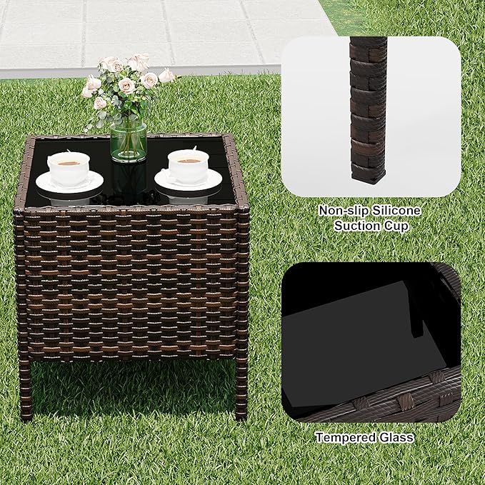 GarveeLife 3-Piece Patio Furniture Set, Rattan Outdoor Furniture