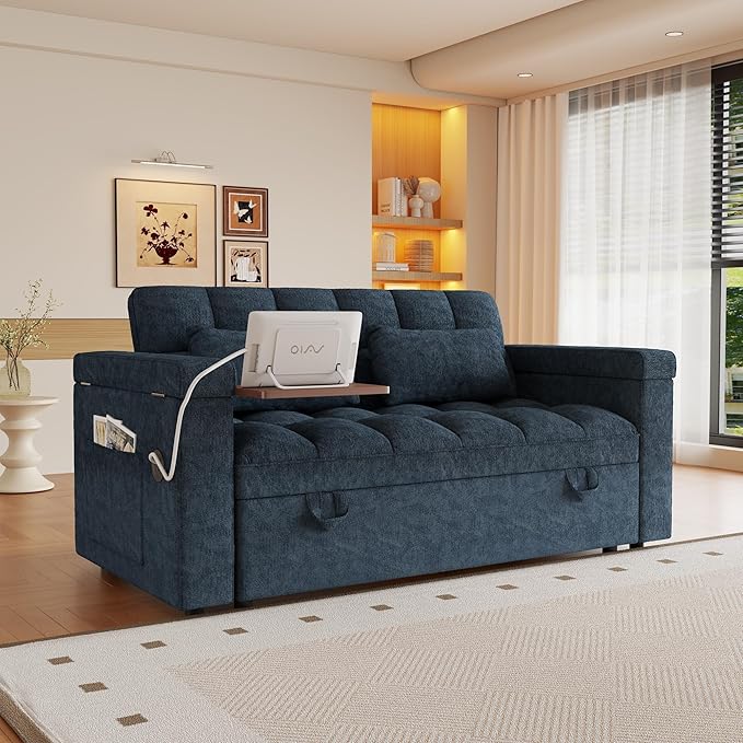 3 in 1 Convertible Sleeper Sofa, 65in Sleeper Couch