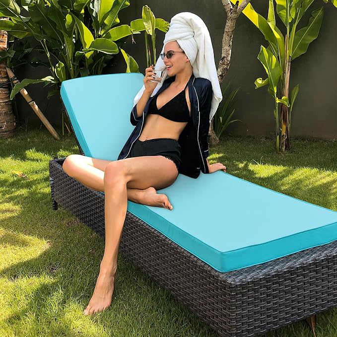 Chaise Lounge Cushion for Outdoor Furniture, Waterproof Fade and Tear Resistant