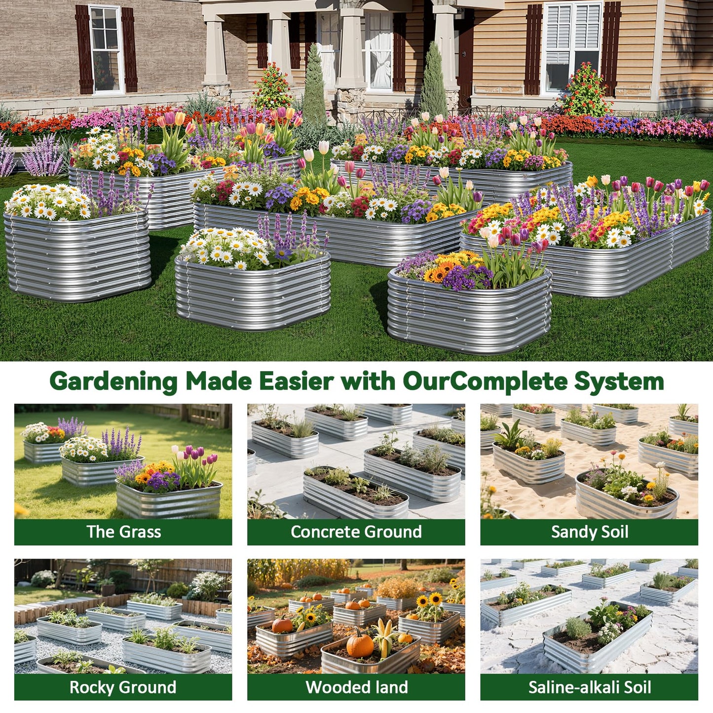 OZMSHF 3 Pack 6x3FT Raised Beds for Gardening, Corrugated Galvanized Steel Raised Garden Bed, Outdoor Metal Above Ground Garden Bed for Vegetables and Flowers
