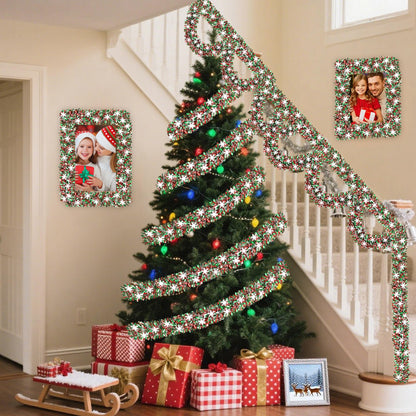50 FT Christmas Decorations, Christmas Tinsel Garland with Snowflake Shiny Metallic Twist Red Green Silver Christmas Garland for Home Tree Mantle Stairs Indoor Outdoor Xmas Party Decorations