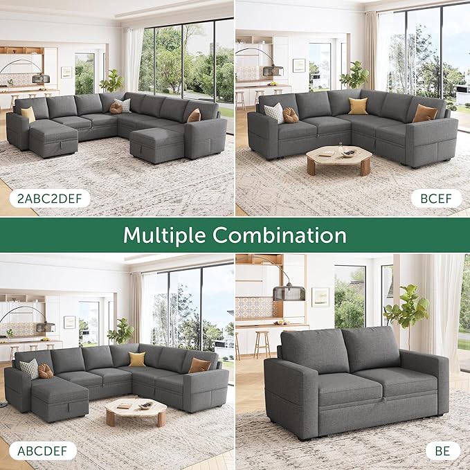 HONBAY Modular Sectional Sleeper Sofa Bed, Sectional Couch