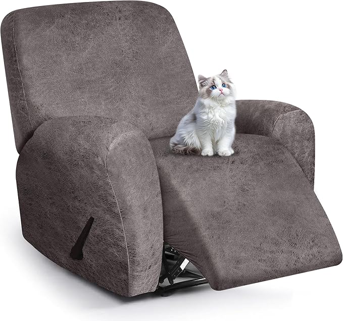 ANARACHON Leather Look Recliner Chair Covers, 4-Pieces Stretch Recliner Cover