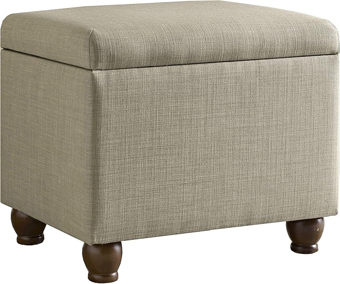 Homepop Home Decor | Upholstered MediumRectangular Storage Ottoman | Hinged Lid