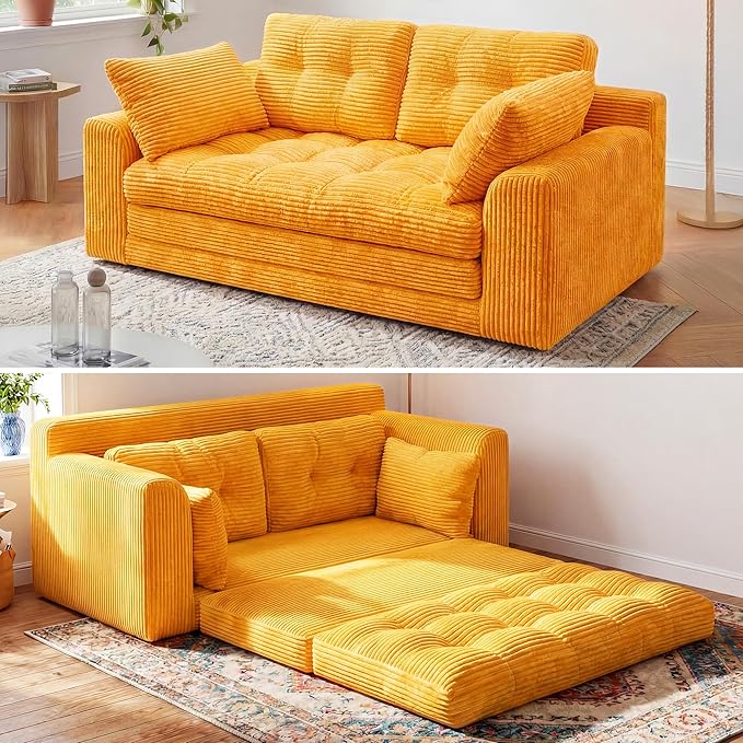 Homkdom Convertible Loveseat Sleeper, Space-Saving Folding Sofa Bed