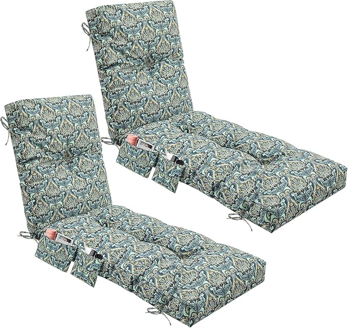 Kigley 2 Pcs Outdoor Chaise Lounge Cushions