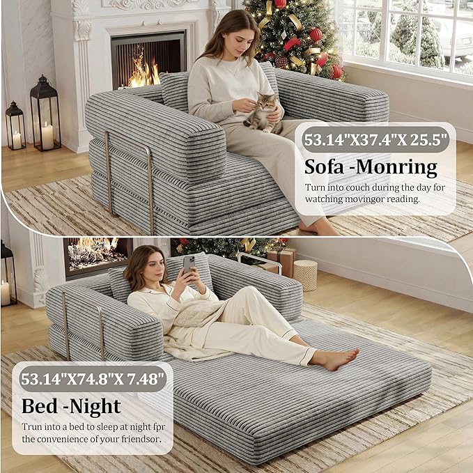 BSHOMGI 4 in 1 Futon Sofa Bed Queen Size