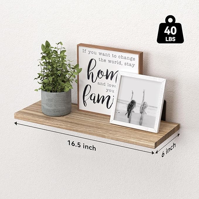 WOPITUES Wood Floating Shelves Set of 6, Shelves