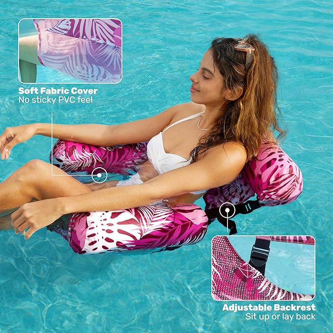 SLOOSH Inflatable Pool Floats Adult, 2 Packs Floating Lounge Chairs, Blow up