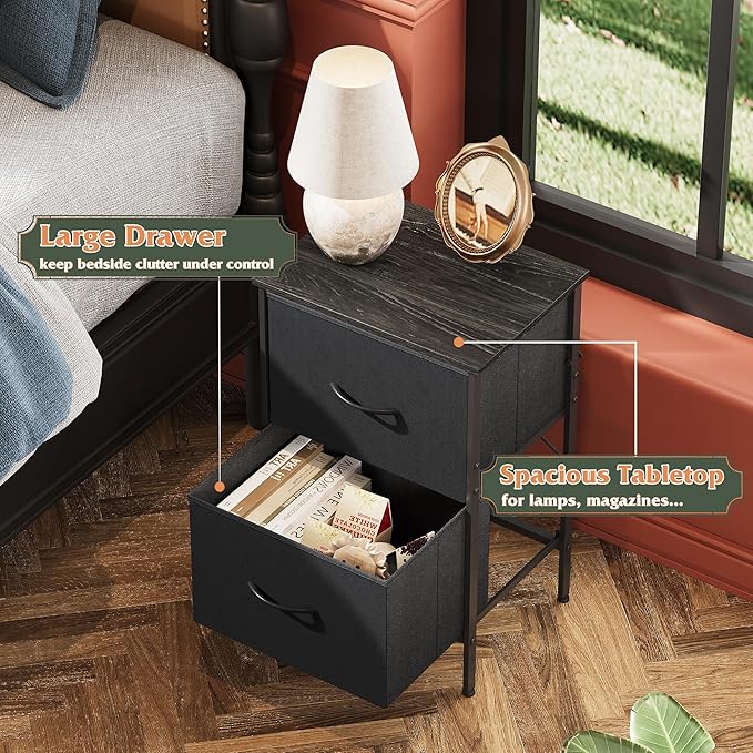 WLIVE Nightstand Set of 2, 2 Drawer Dresser